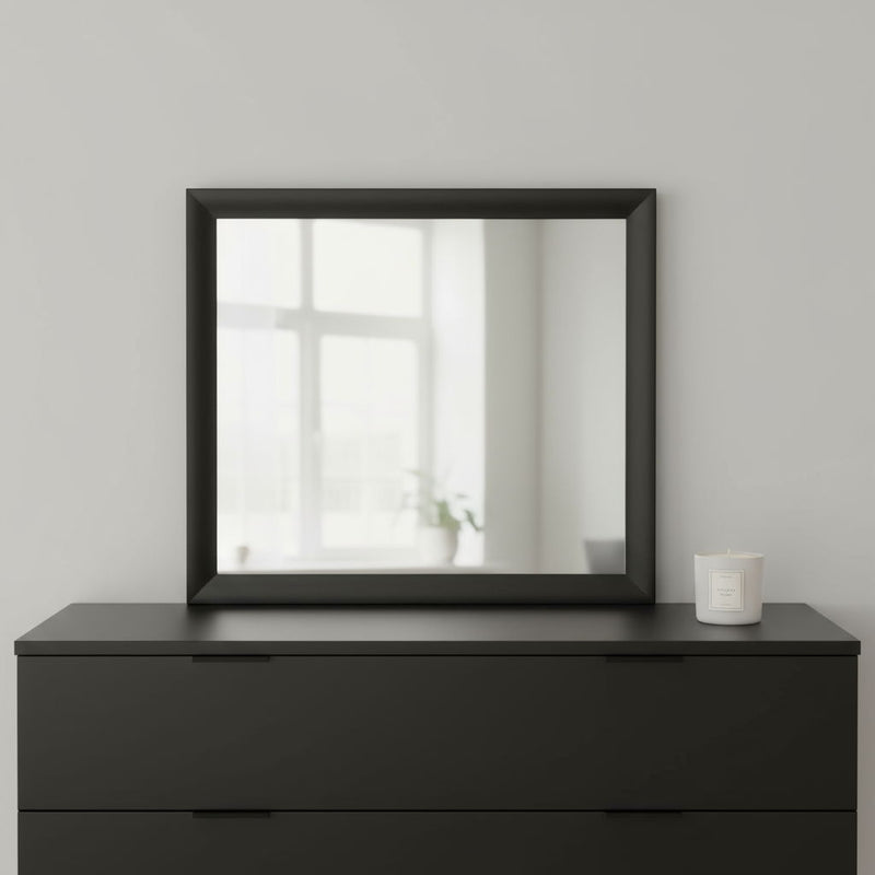 35" Square Framed Mounted Dresser Mirror - Black