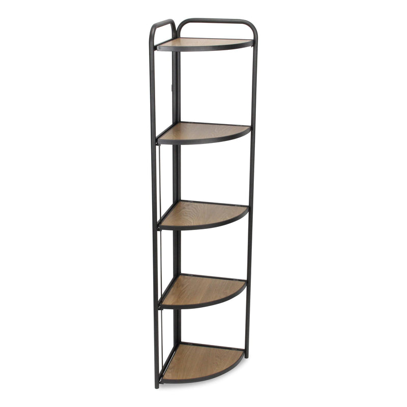 Five Tier Corner Bookcase - Black / Brown