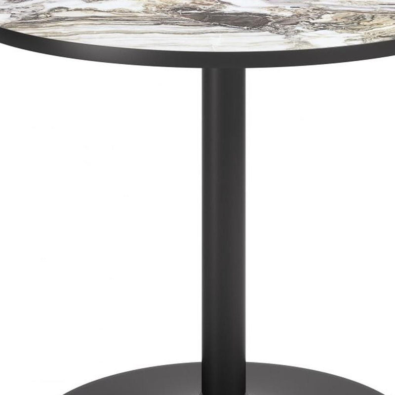 Glass Steel Pedestal Base Round Top Dining Table - Gray