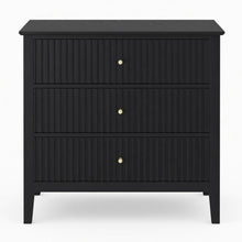 Load image into Gallery viewer, Fluted 3 Drawer Nightstand With Soft Close Slides
