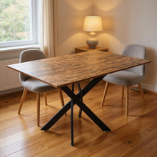 Load image into Gallery viewer, 47" Wood And Metal Cross Leg Base Dining Table - Brown
