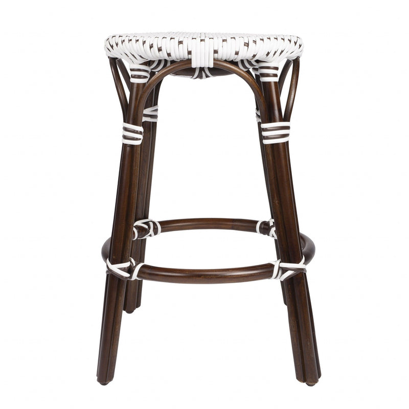 Rattan Backless Counter Height Bar Chair - Dark Brown White And Brown