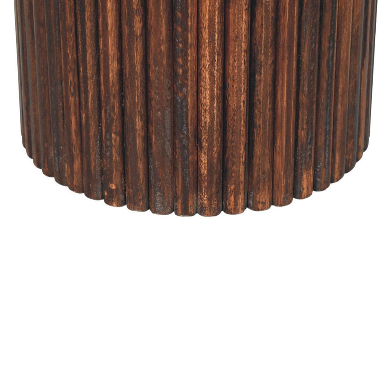 Leather Round Footstool (723462) - Brown