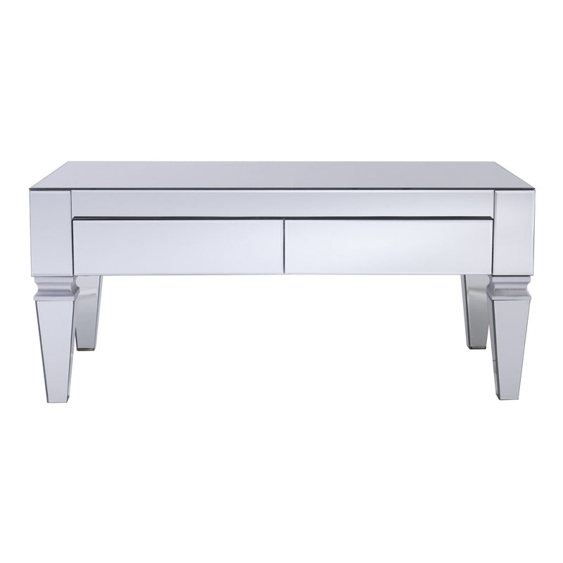 Glass With Iron Mirrored Coffee Table - Silver