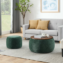 Load image into Gallery viewer, Round Storage Ottoman, 2 In 1 Function, End Table And Ottoman
