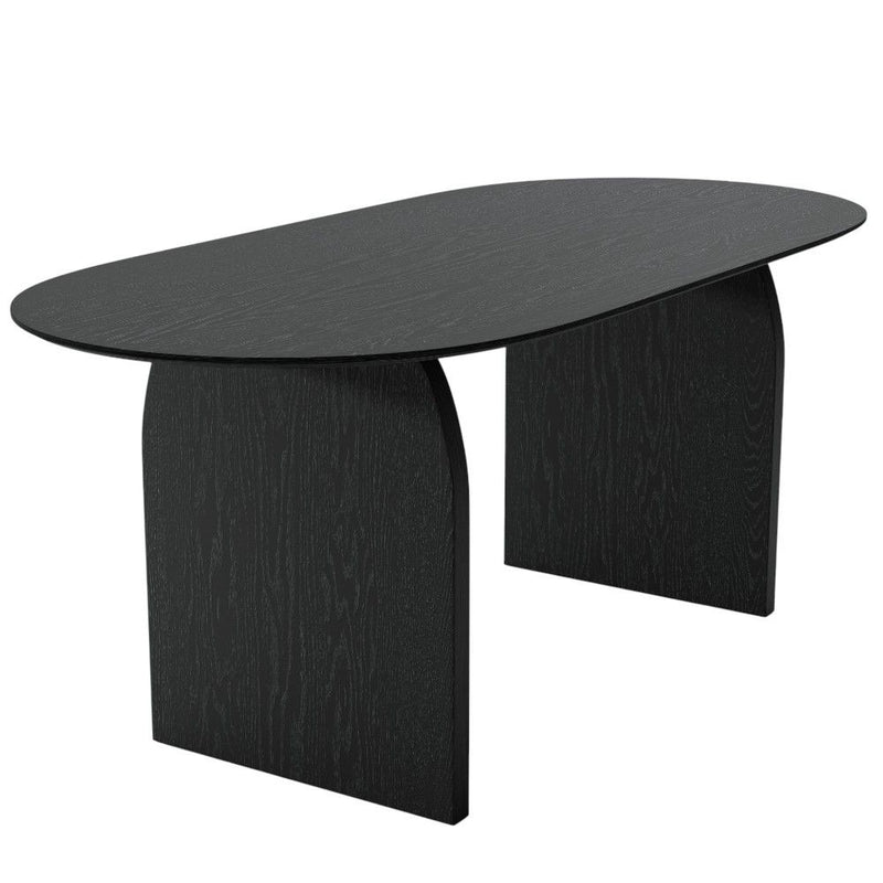 67" Solid Wood Mirrored Double Pedestal Base Oval Dining Table - Black