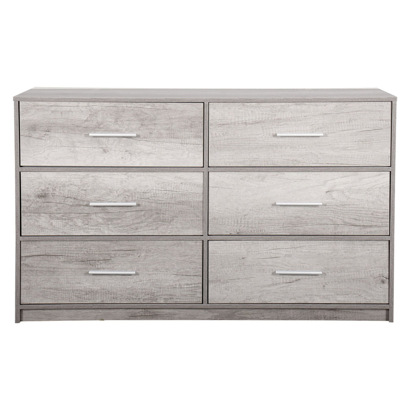 Wood Six Drawer Dresser - Gray