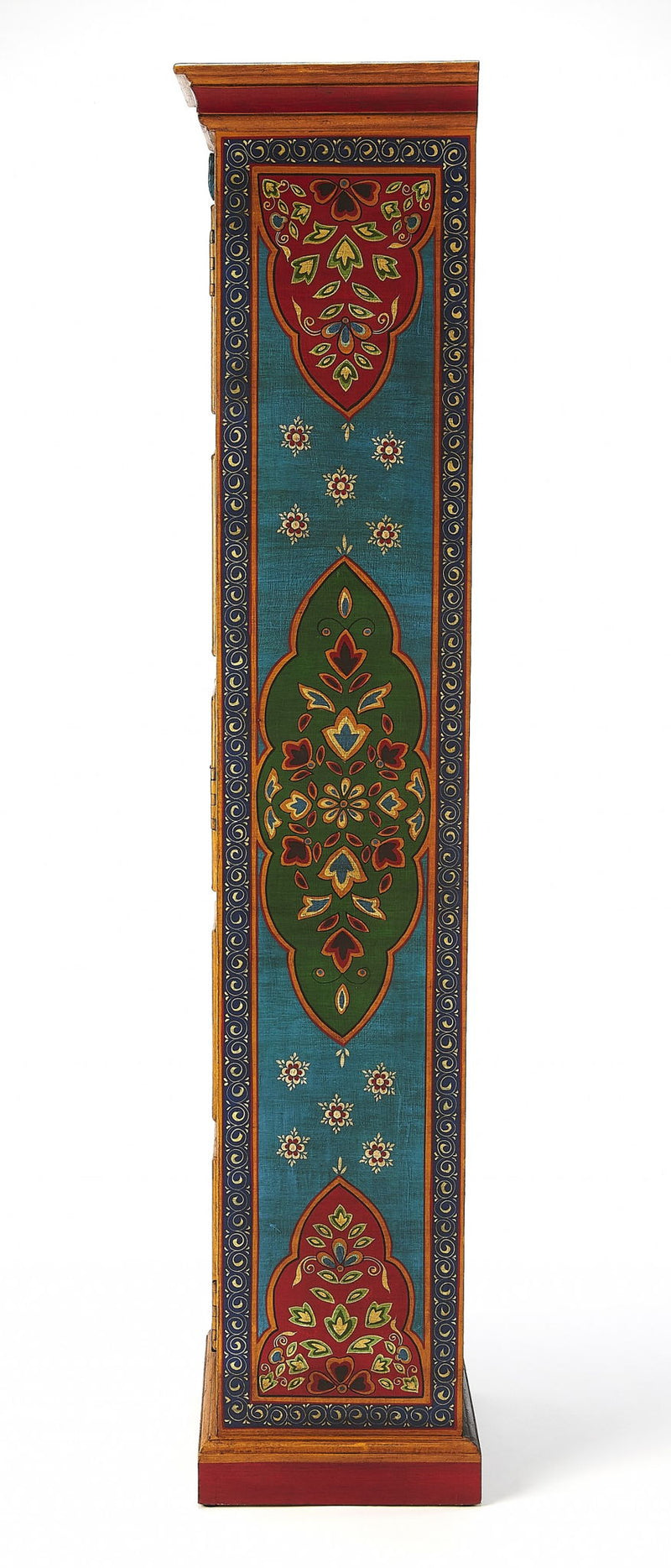 Hand Painted Accent Cabinet - Red / Blue And Gold
