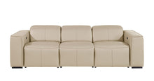 Load image into Gallery viewer, Top Grain Leather Reclining Metal USB Sofa (720385) - Beige
