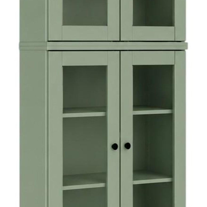 Solid Wood Adjustable Six Tier Library Bookcase With Four Doors (745696) - Sage