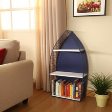 Load image into Gallery viewer, Boat Shaped Bookcase (489055) - Navy Blue / White
