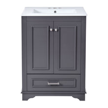 Load image into Gallery viewer, Bathroom Vanity With Ceramic Sink Combo, Modern Freestanding Storage Cabinet With Silver Handles
