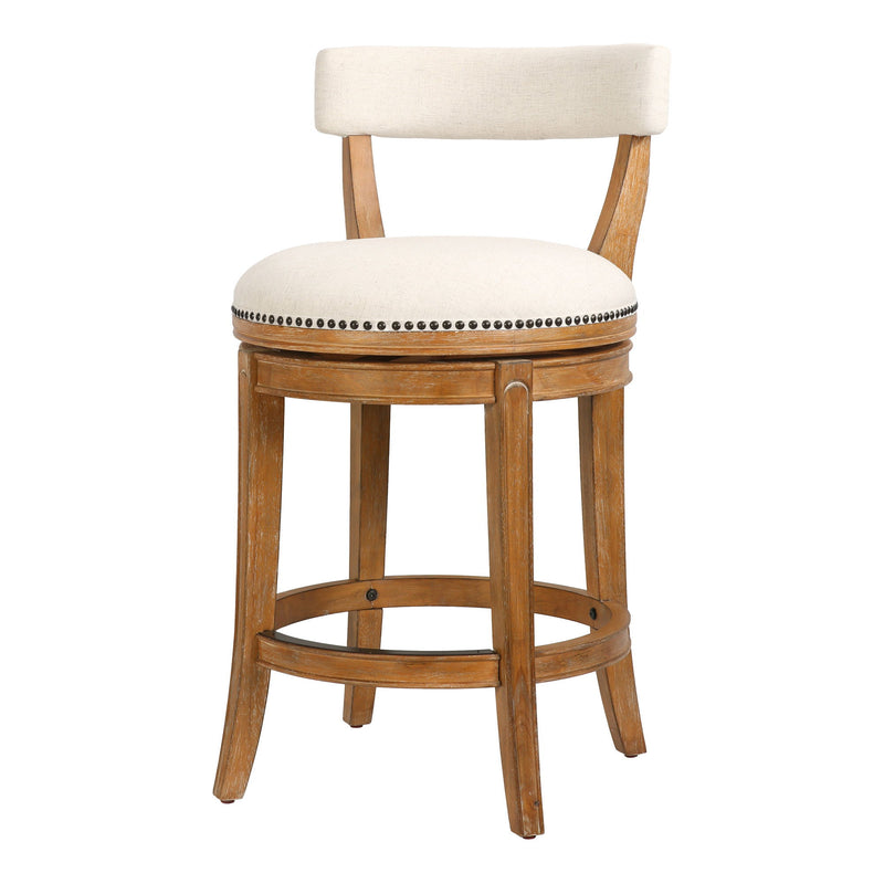 Fabric Low Back Counter Height Swivel Bar Chair - Linen / Brown