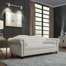 Load image into Gallery viewer, Classic Traditional Living Room Upholstered Sofa with high-tech Fabric Surface/ Chesterfield Tufted Fabric Sofa Couch, Large-White.
