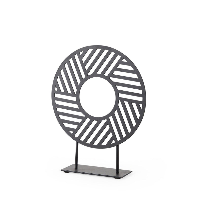 Geometric Circle Tabletop Sculpture - Black