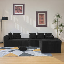 Load image into Gallery viewer, Modular U-Shaped Sectional Sofa, 4 Seater Chaise Lounge With Reversible Design Striped - Black
