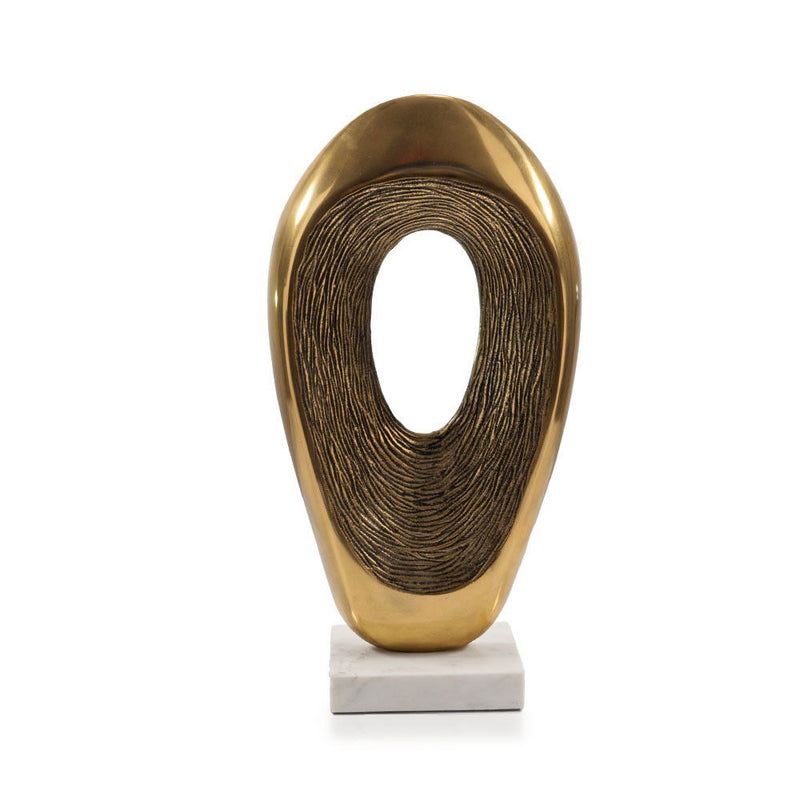 Marble Abstract Tabletop Sculpture (628142) - Gold / White
