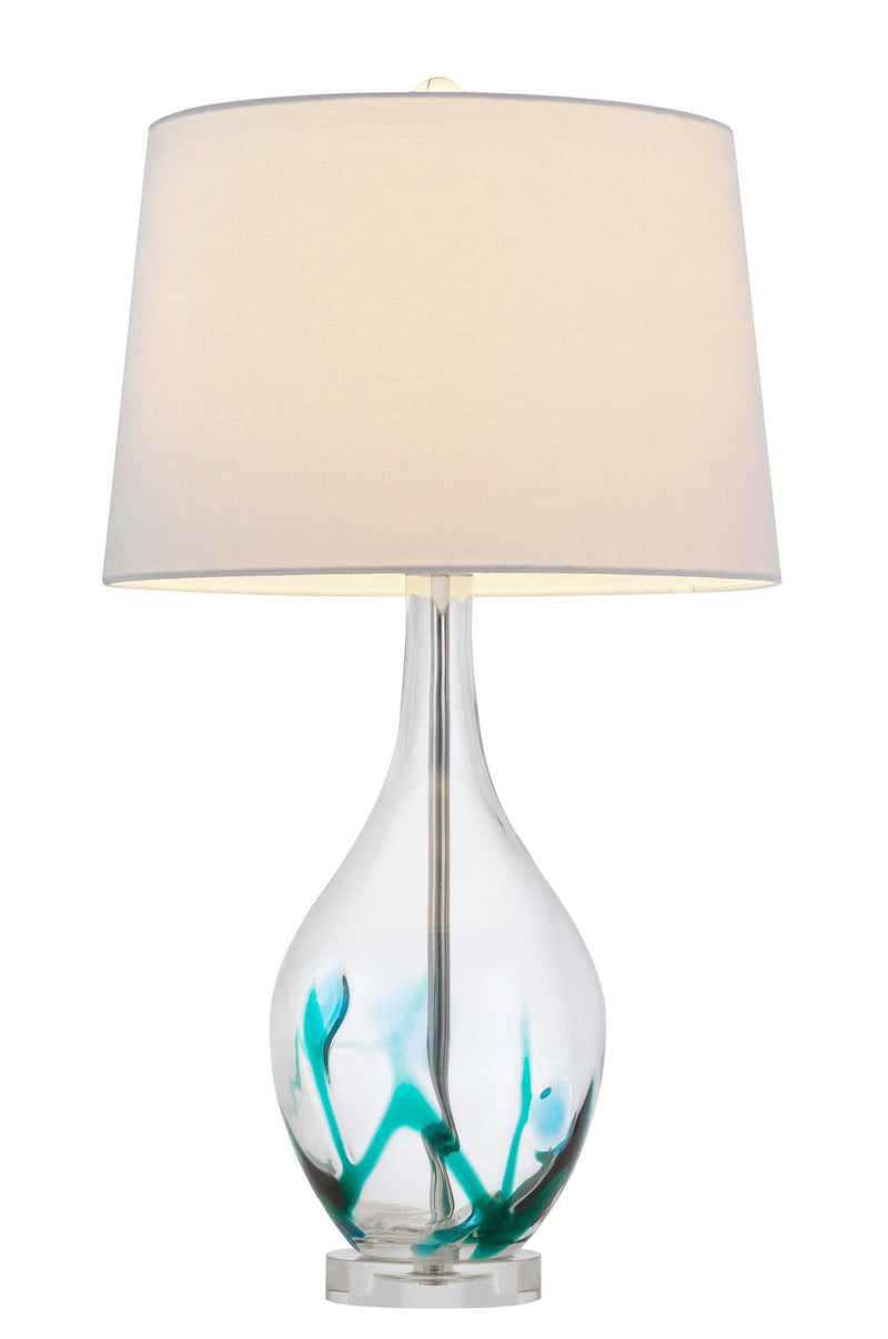 27" Glass Table Lamp With Empire Shade - Clear White