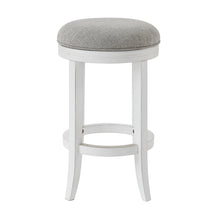 Load image into Gallery viewer, Solid Wood Swivel Backless Counter Height Bar Chair With Footrest 25" - Gray And Antiqued White
