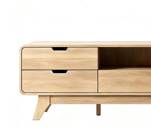 Load image into Gallery viewer, Enclosed Open Storage TV Stand With Fireplace - Beige
