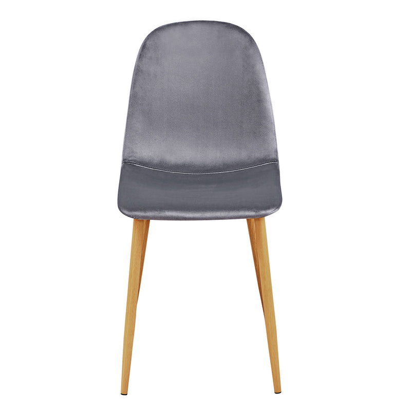 Velvet Steel Dining Side Chairs (Set of 4) - Gray / Oak