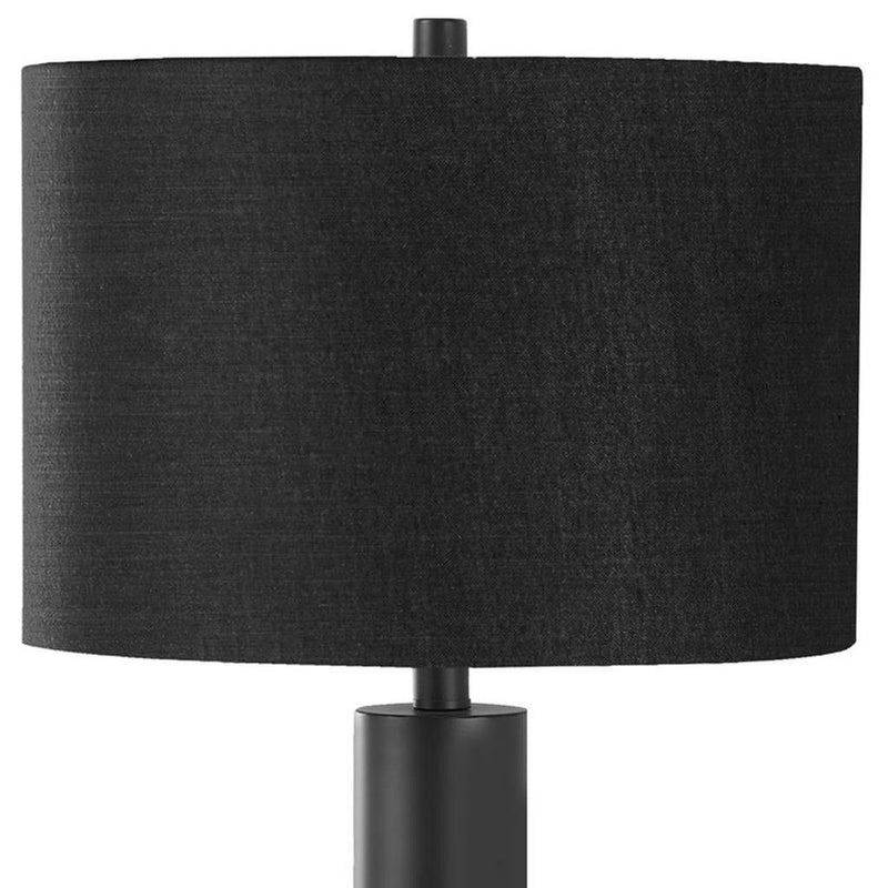 Metal And Acrylic Cylinder Table Lamp With Black Drum Shade - Black