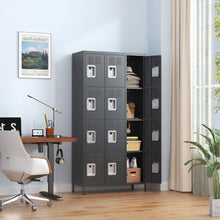 Load image into Gallery viewer, 12 Door Lockers With Lock For Secure Storage - Black
