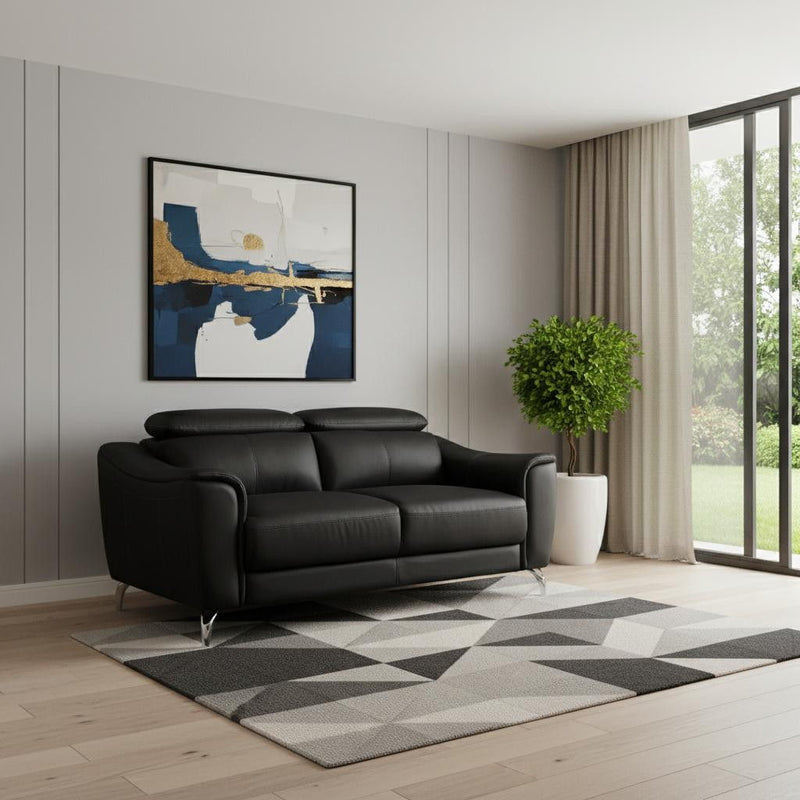 Urban Leather Adjustable Headrest Loveseat - Black