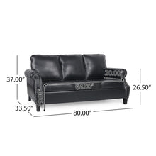 Load image into Gallery viewer, Contemporary 3 Seater Sofa With Nailhead Trim

