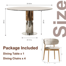 Load image into Gallery viewer, Round Dining Table With Tempered Glass Top - Brown
