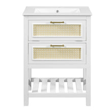 Load image into Gallery viewer, Modern Bathroom Vanity With Integrated Sink, Cabinet With 1 Deep Drawer And 1 Tip-Out Drawer
