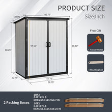 Load image into Gallery viewer, 5X3Ft Outdoor Storage Shed Waterproof Resin Cabinet With Lockable Doors For Bikes And Patio Furniture - Black
