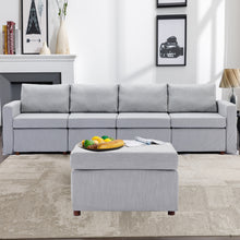 Load image into Gallery viewer, 4 Seat Module Sectional Sofa Couch With 1 Ottoman,Seat Cushion and Back Cushion Removable and Washable,Light Grey
