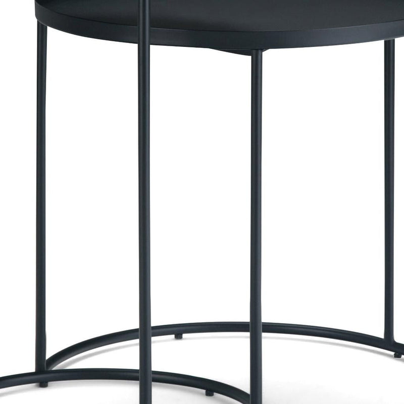 Metal Round End Table (Set of 2) - Black