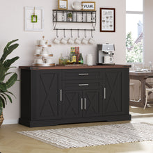 Load image into Gallery viewer, Barn Door Storage Cabinet With 2 Drawers &amp; Door Rack, Adjustable Shelves
