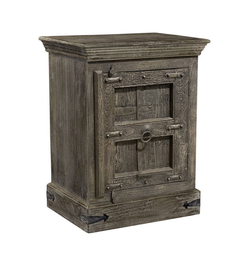 Solid Wood Nightstand - Distressed Brown
