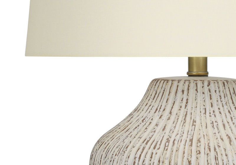 Ceramic Round Table Lamp With Empire Shade - Cream