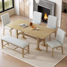 Load image into Gallery viewer, Topmax - 6 Piece Farmhouse Extendable Dining Table Set Trestle Kitchen Table Set With Removable Leaf And Upholstered Dining Chair And Bench For Dining Room
