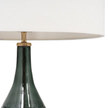 Load image into Gallery viewer, Glass LED Table Lamp With White Drum Shade - Blue / Green
