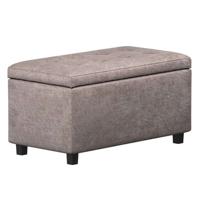 34" Upholstery Storage Ottoman - Dark Brown / Gray
