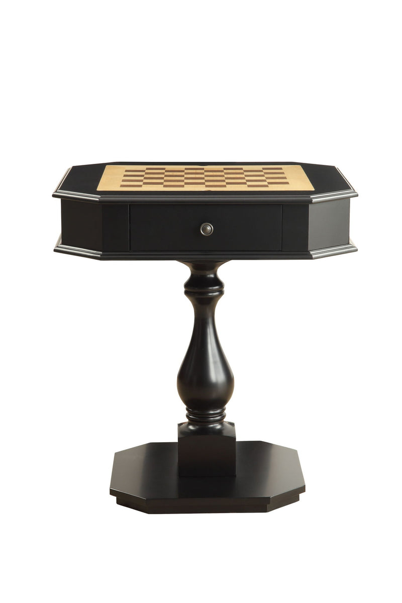 Octagon Pedestal Console Table And Drawers - Black