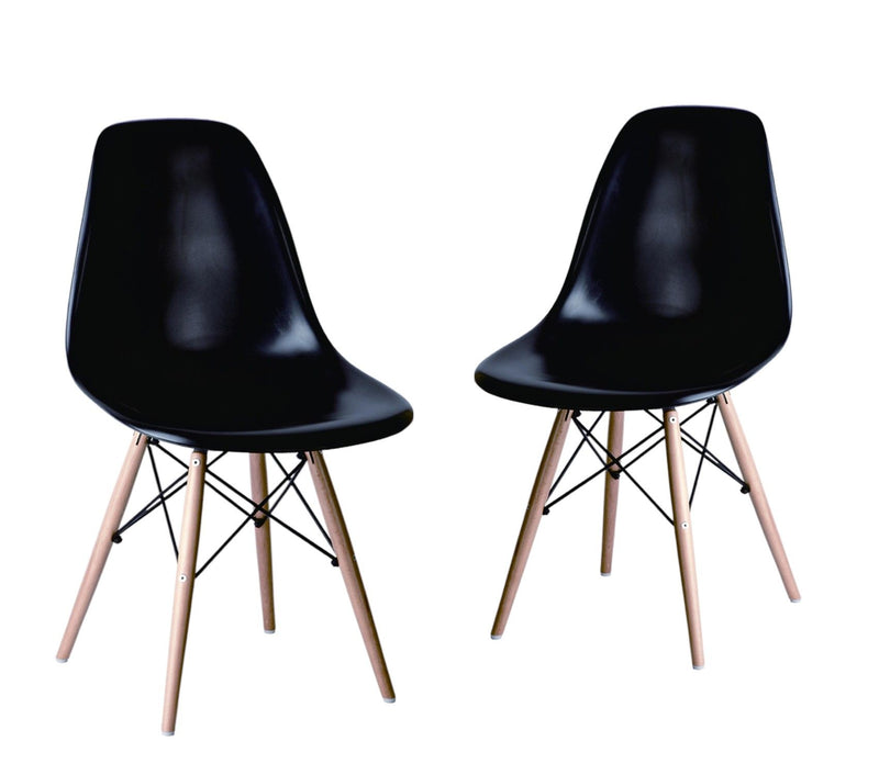 Heavy Duty Plastic Dining Side Chairs (Set of 2) - Black / Brown