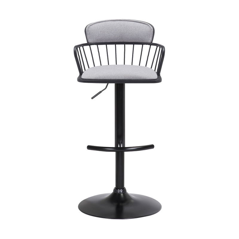 Fabric With Metal Swivel Low Back Adjustable Height Bar Chair - Light Gray And Black