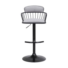 Load image into Gallery viewer, Fabric With Metal Swivel Low Back Adjustable Height Bar Chair - Light Gray And Black
