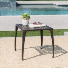 Load image into Gallery viewer, Lunaire - Outdoor Square Cast Aluminum Side Table With Lattice Top And Curved Legs - Bronze
