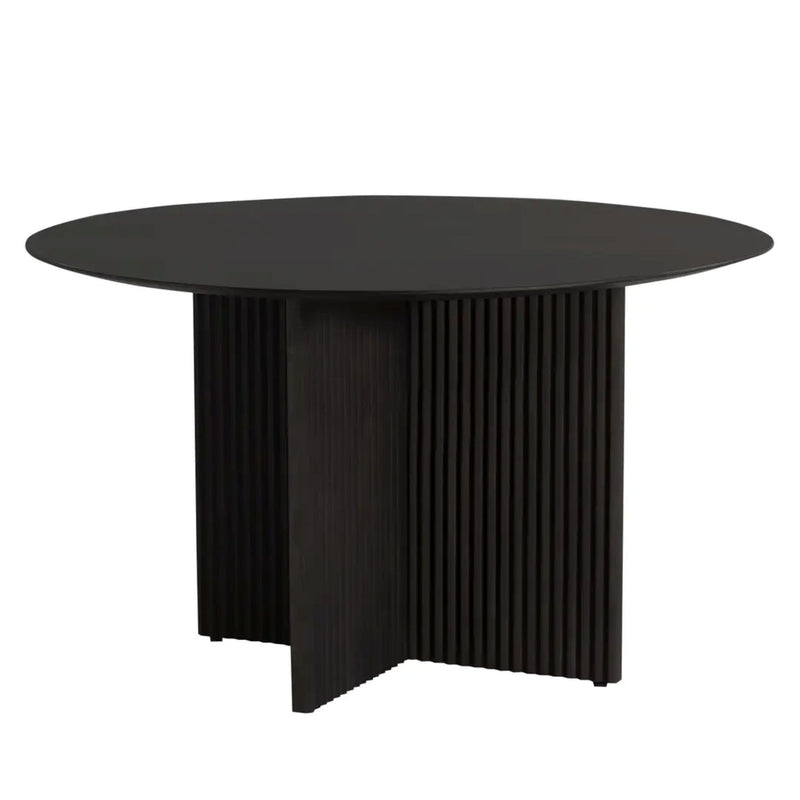 52" Solid Wood Cross Leg Base Round Top Dining Table - Dark Brown