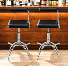 Load image into Gallery viewer, Faux Leather And Metal Low Back Adjustable Height Bar Chairs (Set of 2) - Black And Silver
