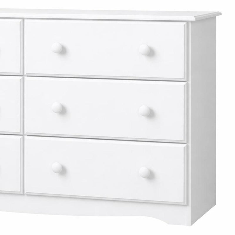 Solid Wood Six Drawer Dresser (760738) - White