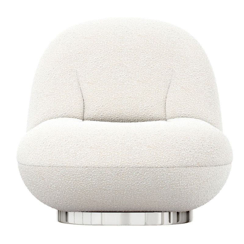 Boucle Slipper Chair - White And Silver
