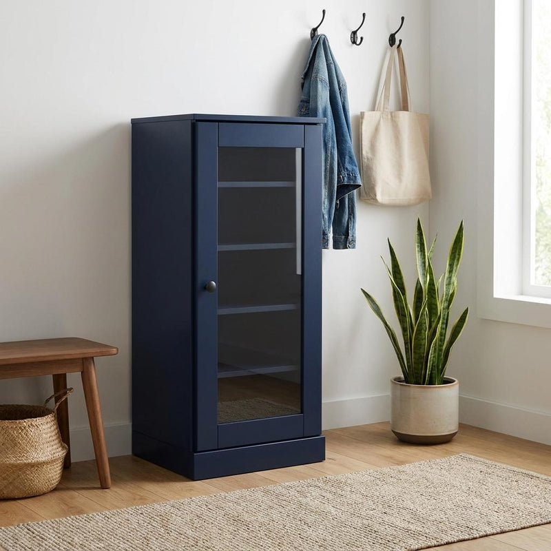 Ten Pair Solid Woodshoe Storage Cabinet (752255) - Navy Blue